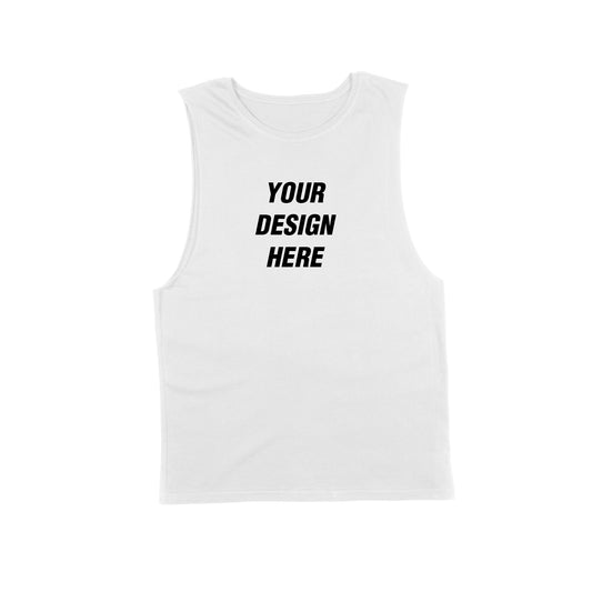 Front Of Custom Printed Tank Top, Printed On Demand In Byron Bay With Eco Friendly Inks And No Minimums